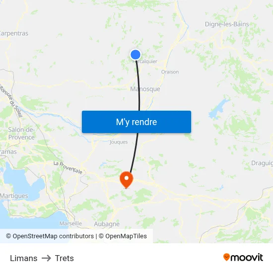 Limans to Trets map
