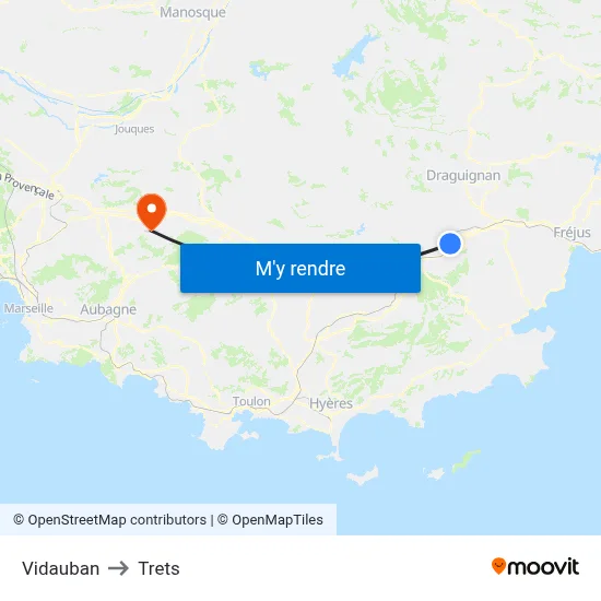 Vidauban to Trets map