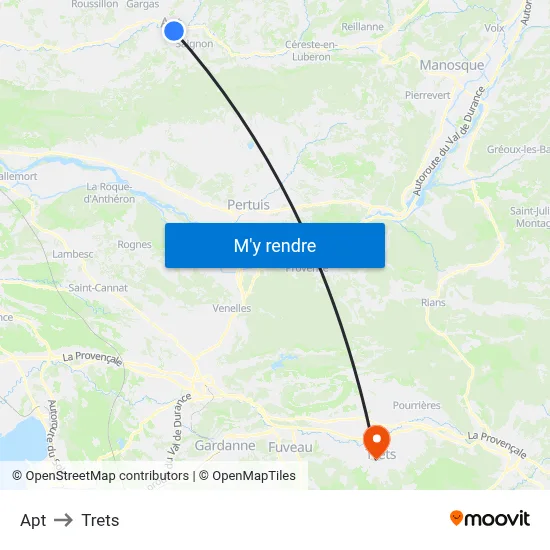 Apt to Trets map