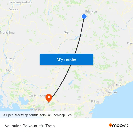 Vallouise-Pelvoux to Trets map