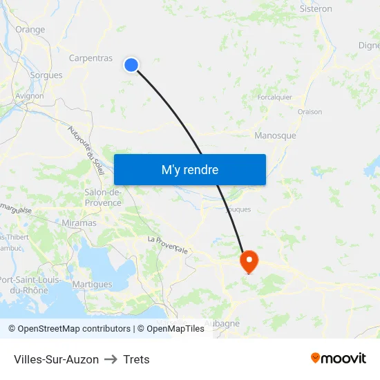 Villes-Sur-Auzon to Trets map