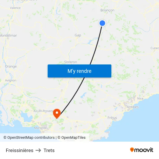 Freissinières to Trets map