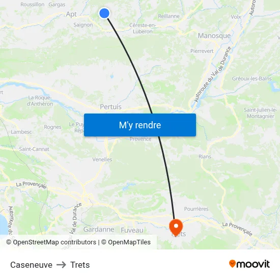Caseneuve to Trets map