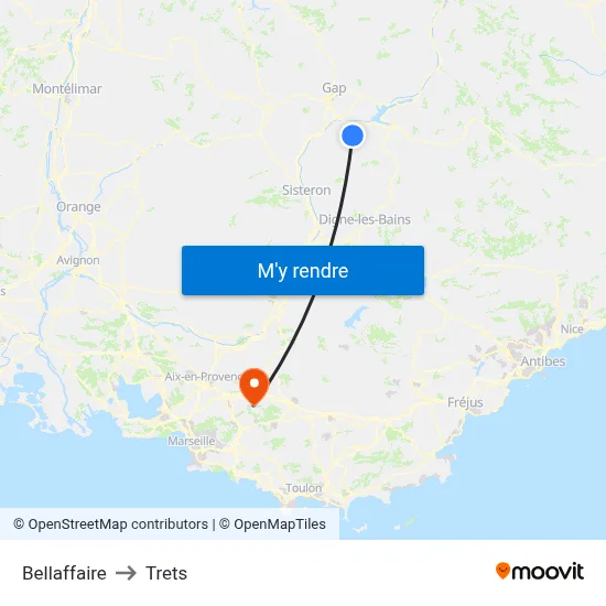Bellaffaire to Trets map