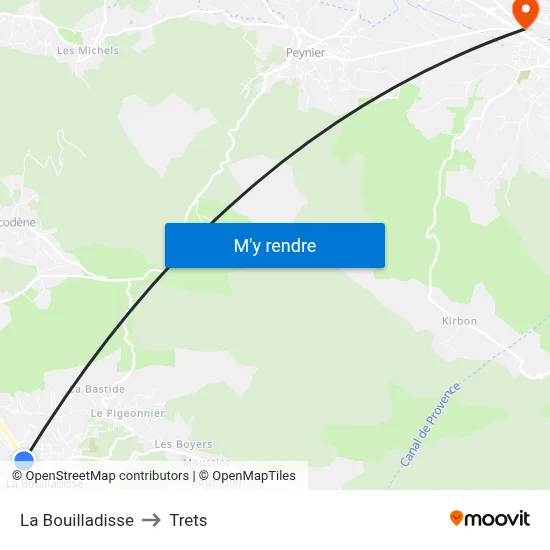 La Bouilladisse to Trets map
