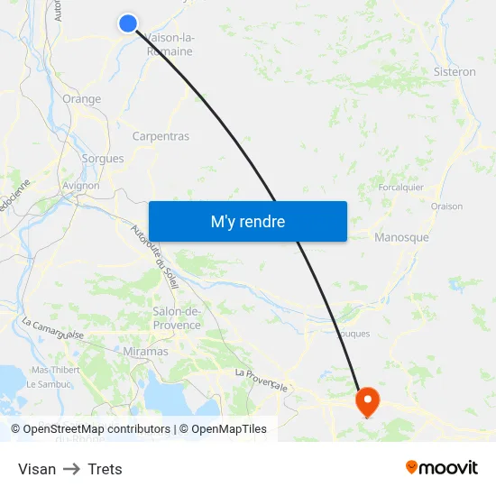 Visan to Trets map