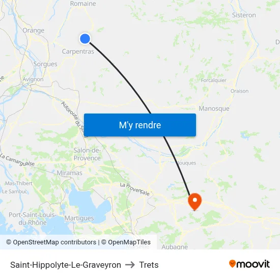 Saint-Hippolyte-Le-Graveyron to Trets map