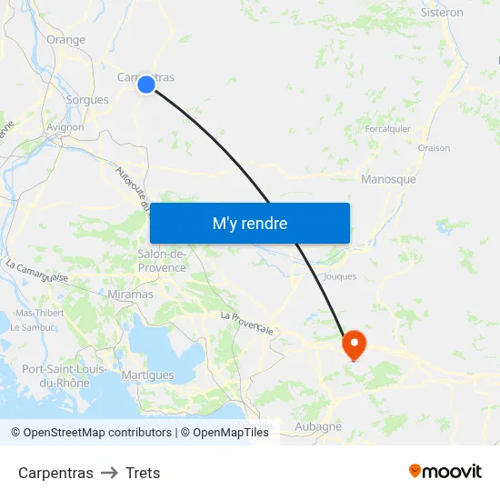 Carpentras to Trets map