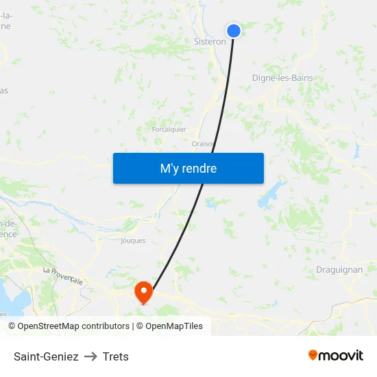 Saint-Geniez to Trets map