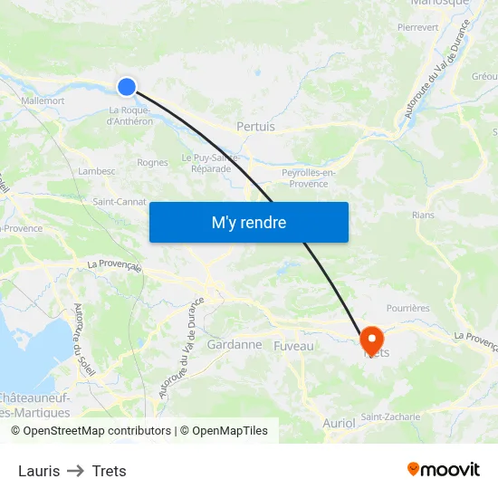 Lauris to Trets map