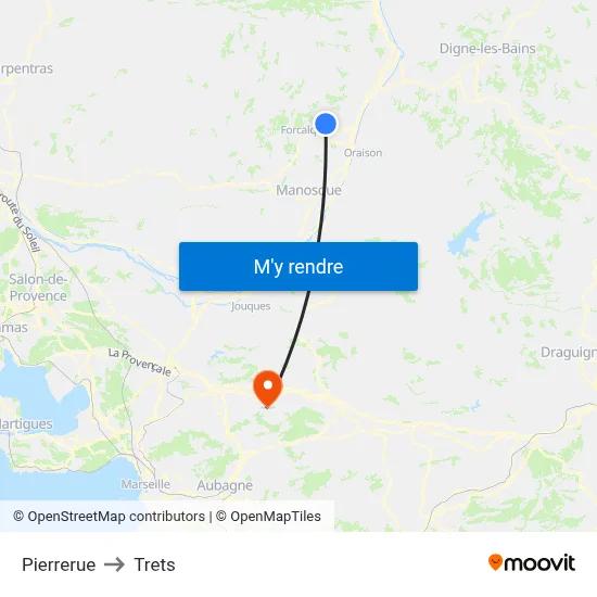 Pierrerue to Trets map