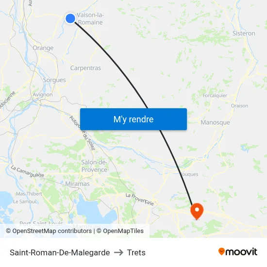 Saint-Roman-De-Malegarde to Trets map