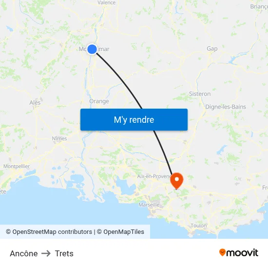 Ancône to Trets map
