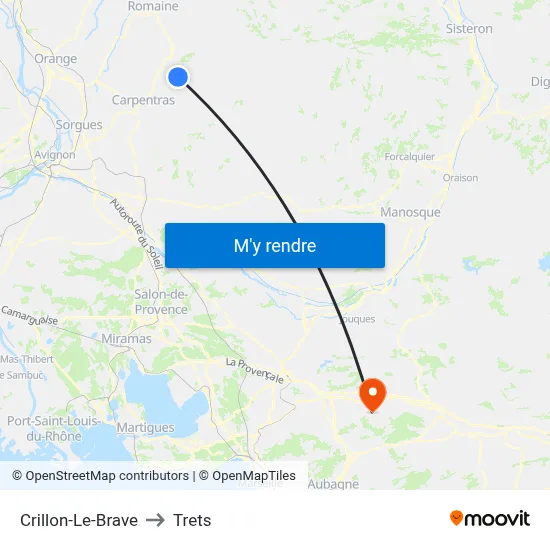 Crillon-Le-Brave to Trets map