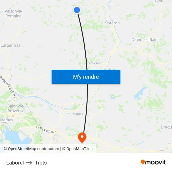 Laborel to Trets map