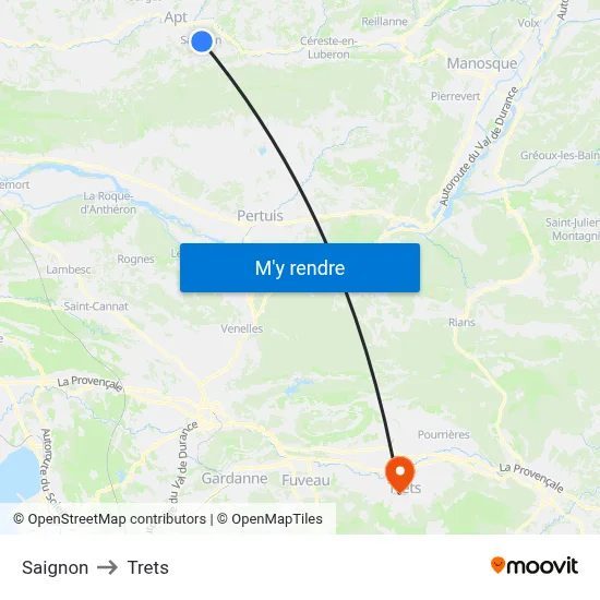 Saignon to Trets map