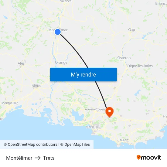 Montélimar to Trets map