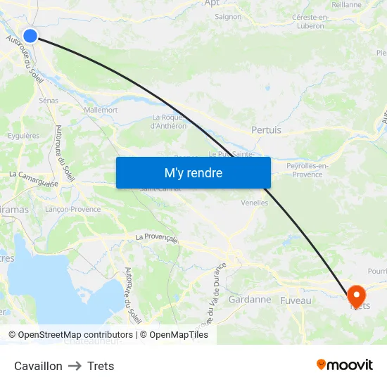 Cavaillon to Trets map