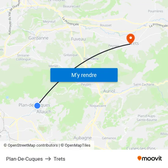 Plan-De-Cuques to Trets map