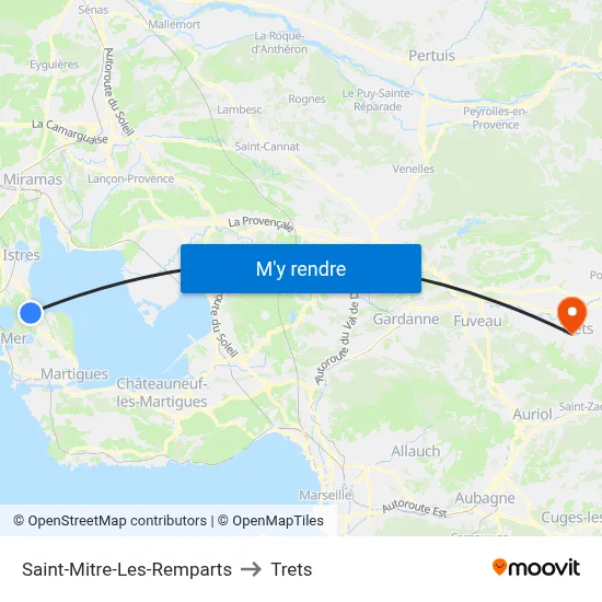 Saint-Mitre-Les-Remparts to Trets map