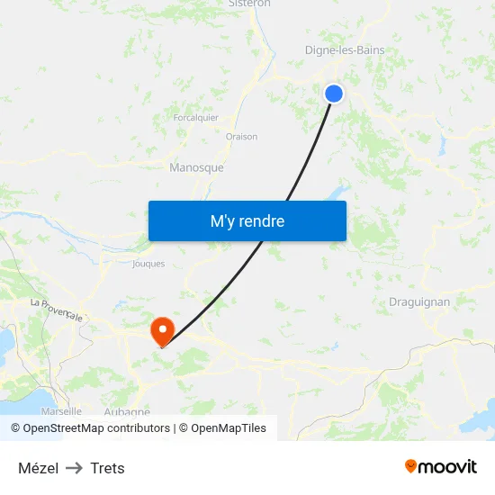 Mézel to Trets map