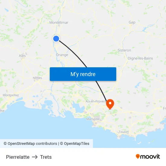 Pierrelatte to Trets map