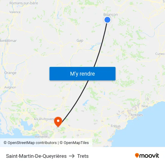Saint-Martin-De-Queyrières to Trets map
