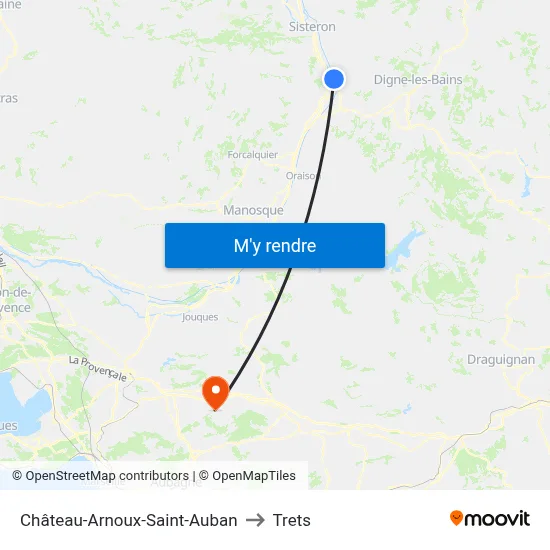 Château-Arnoux-Saint-Auban to Trets map