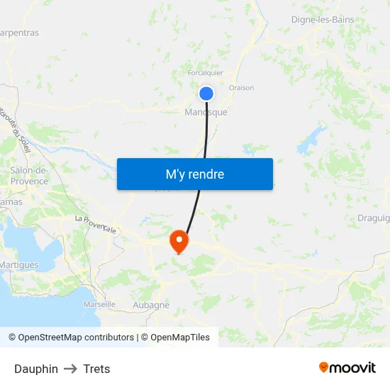 Dauphin to Trets map