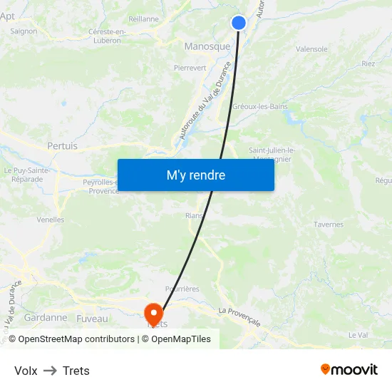 Volx to Trets map