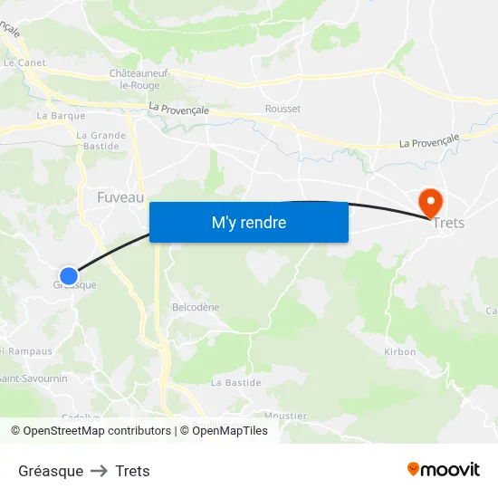 Gréasque to Trets map
