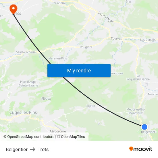 Belgentier to Trets map