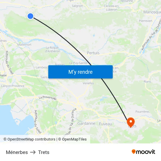 Ménerbes to Trets map