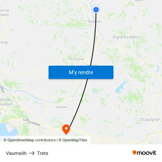 Vaumeilh to Trets map