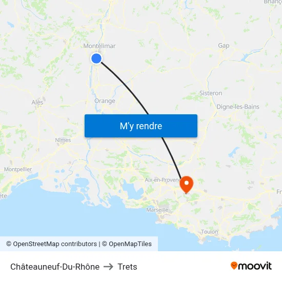Châteauneuf-Du-Rhône to Trets map