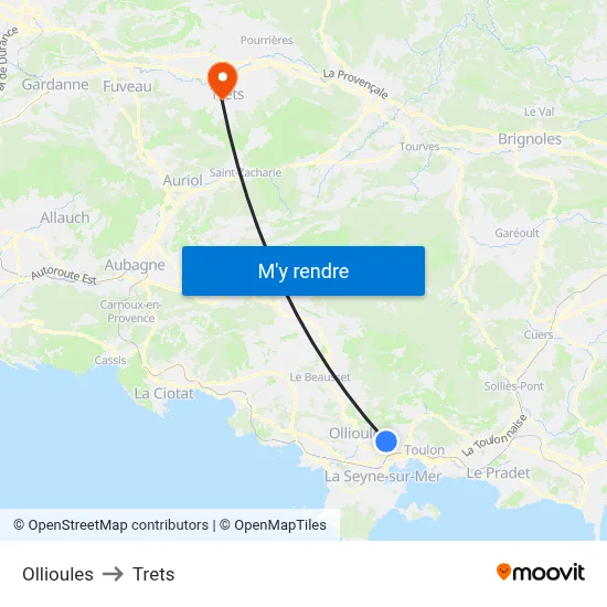 Ollioules to Trets map