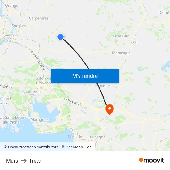 Murs to Trets map