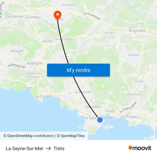 La Seyne-Sur-Mer to Trets map