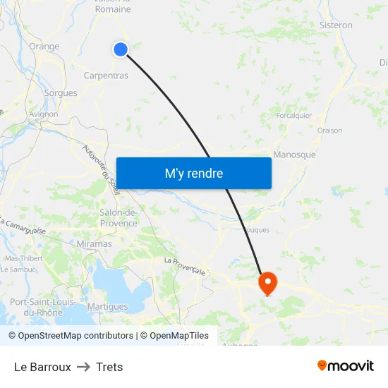 Le Barroux to Trets map