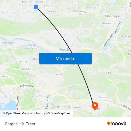 Gargas to Trets map