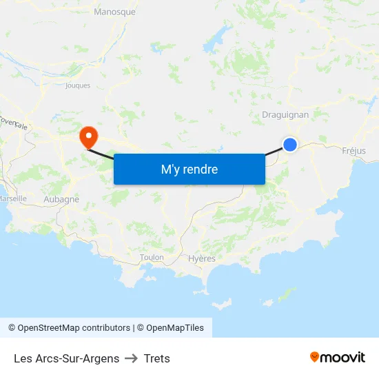 Les Arcs-Sur-Argens to Trets map