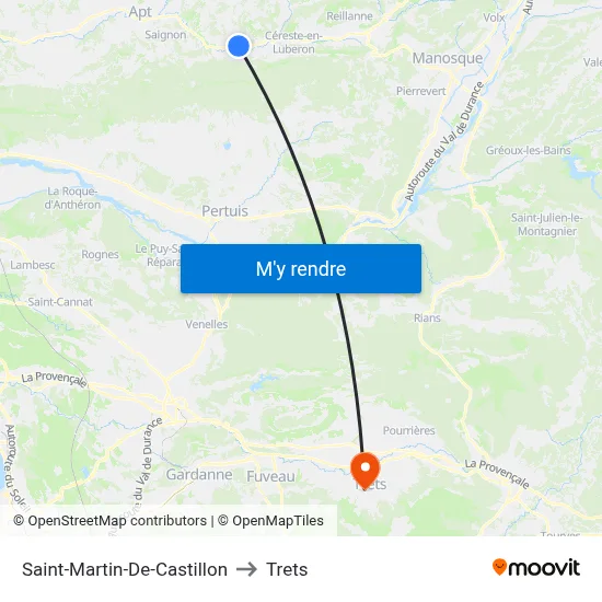Saint-Martin-De-Castillon to Trets map