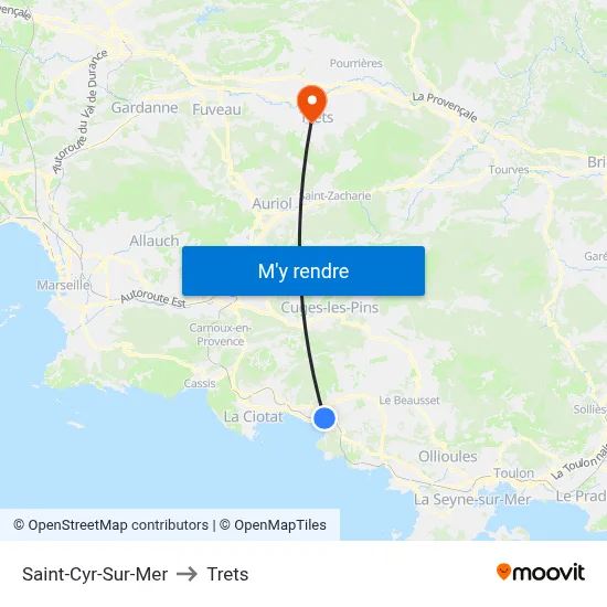 Saint-Cyr-Sur-Mer to Trets map