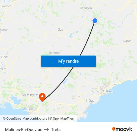 Molines-En-Queyras to Trets map