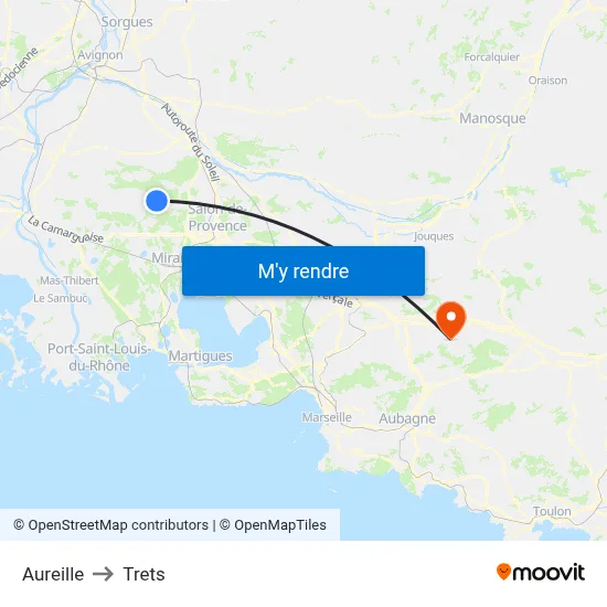 Aureille to Trets map
