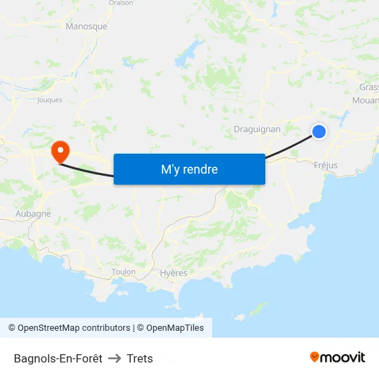 Bagnols-En-Forêt to Trets map