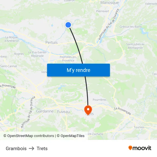 Grambois to Trets map
