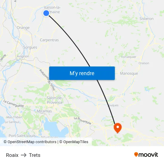 Roaix to Trets map