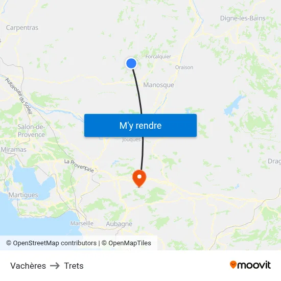 Vachères to Trets map