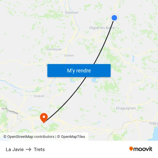 La Javie to Trets map